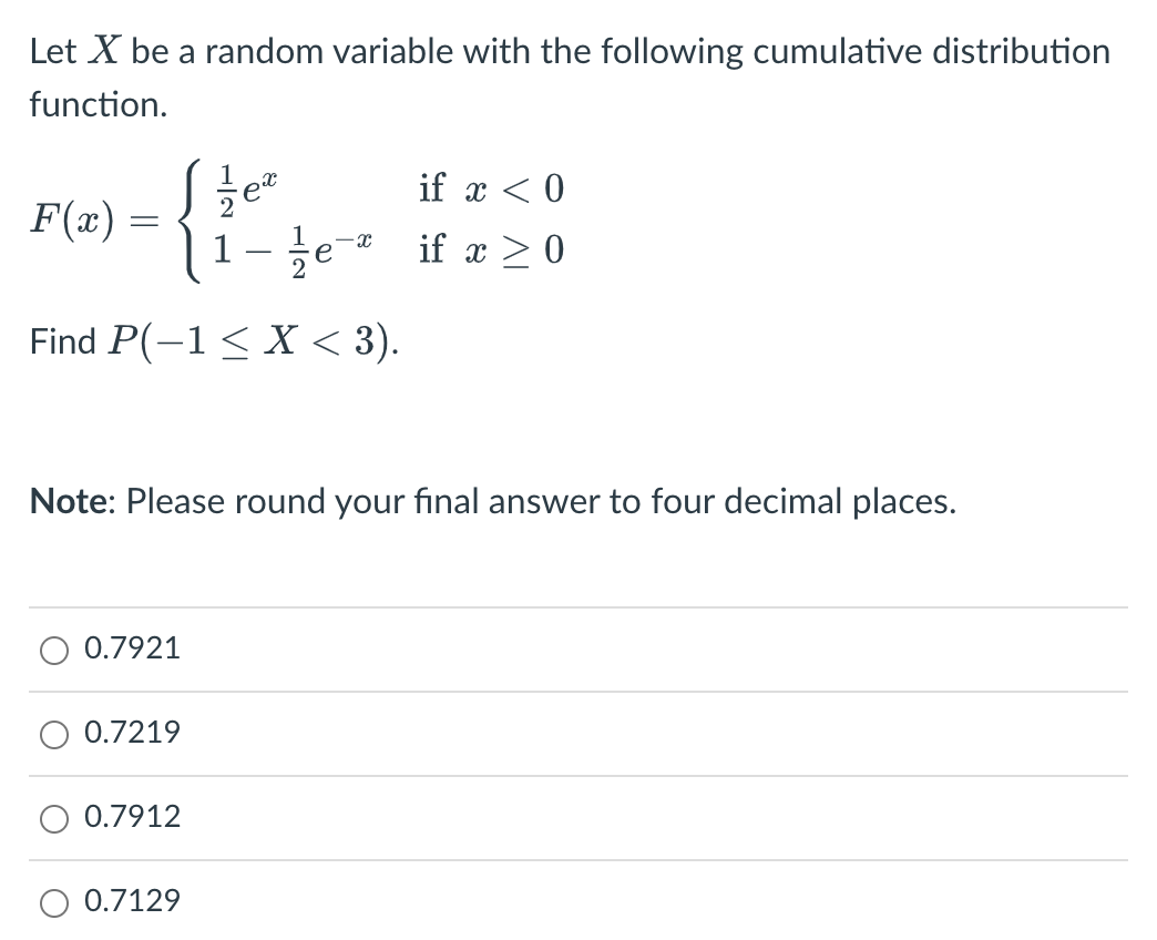 Solved Let X be a random variable with the following | Chegg.com