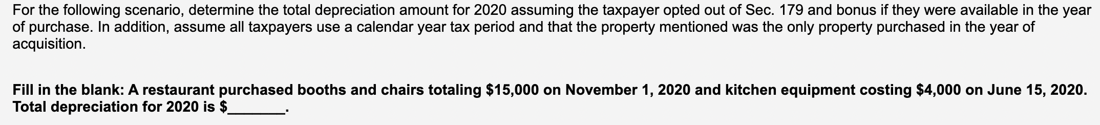 Solved For the following scenario, determine the total | Chegg.com