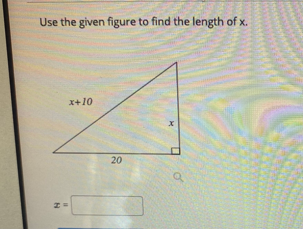 Solved Use the given figure to find the length of x.