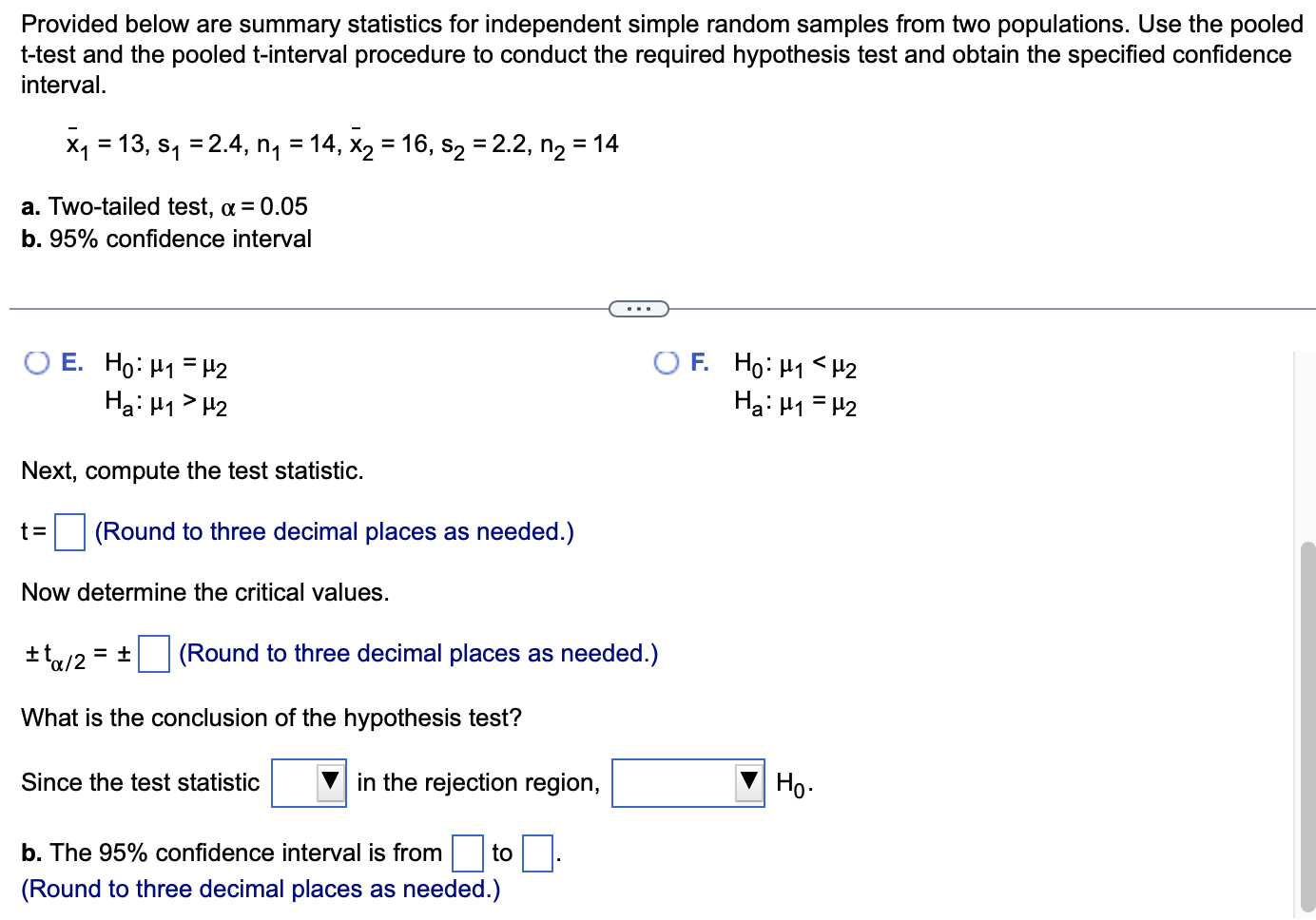 Solved Provided Below Are Summary Statistics For Independent | Chegg.com