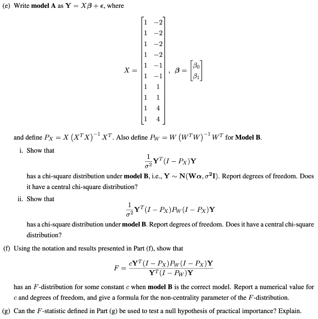 E Write Model A As Y Xb Where 2 2 2 2 Chegg Com