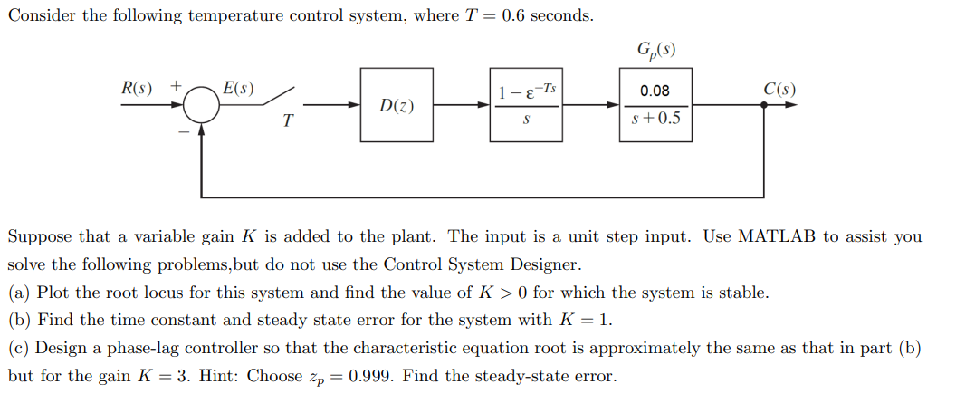 Solved Consider The Following Temperature Control System, | Chegg.com