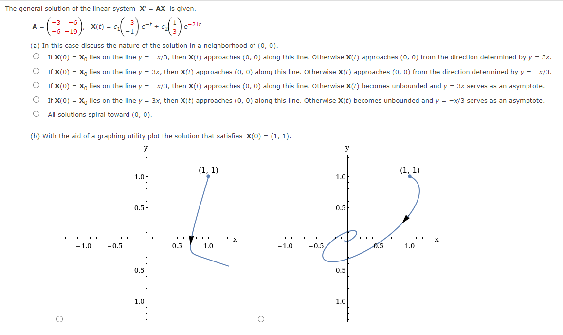 Solved The general solution of the linear system X' = AX is | Chegg.com