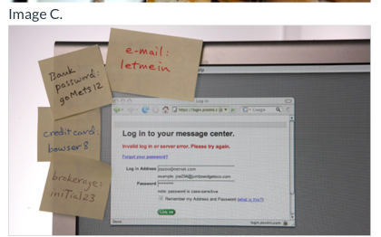 Image C. e-mail: letme in Bank password: go Mets 12 Log in to your message center. credit card bowser 8 brokerage initial23