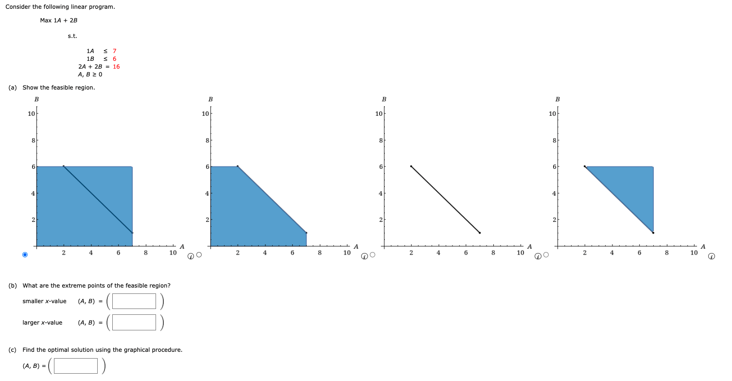 Solved Consider the following linear program. Max 1A + 2B | Chegg.com