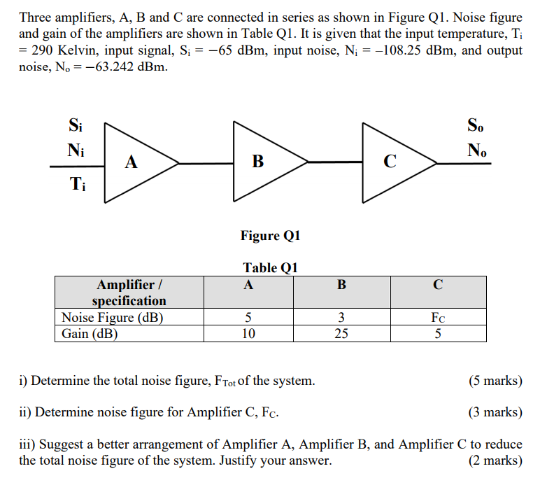 Solved Three Amplifiers, A, B And C Are Connected In Series | Chegg.com