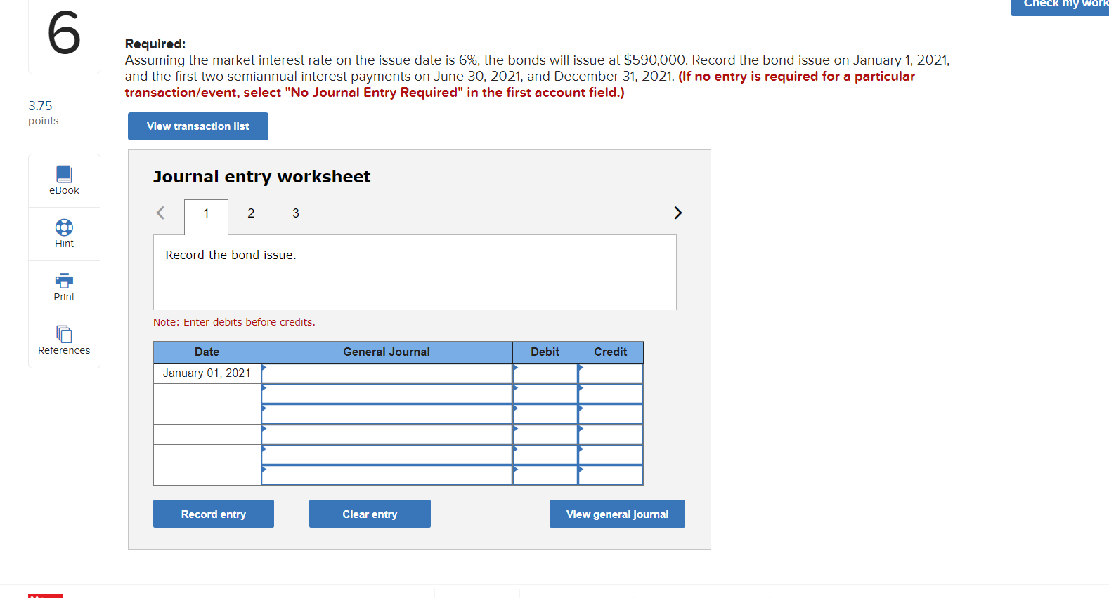 Solved Check my work 6 Required: Assuming the market | Chegg.com