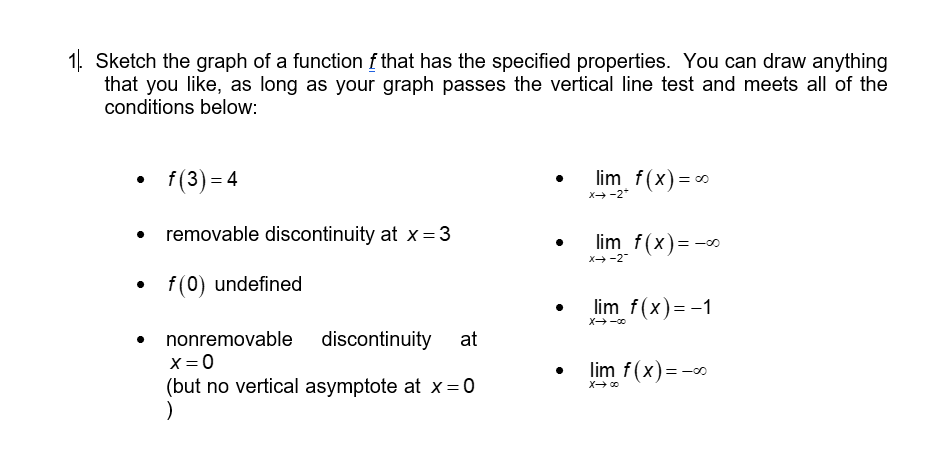 Solved 1. Sketch the graph of a function f that has the | Chegg.com