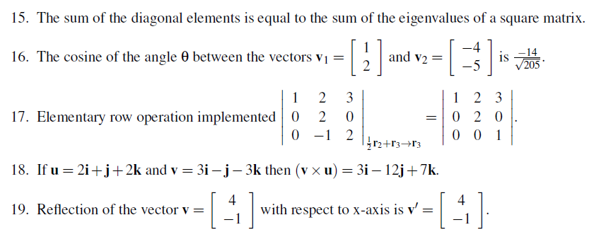 Solved 15. The sum of the diagonal elements is equal to the | Chegg.com