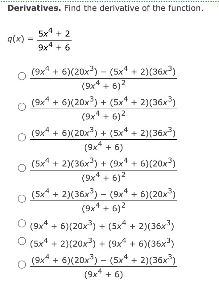 Solved Derivatives. Find the derivative of the function. | Chegg.com