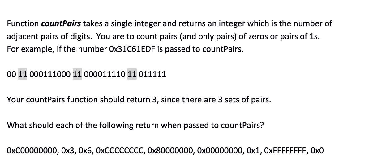 Solved Create methods named countPairs. The solutions should | Chegg.com