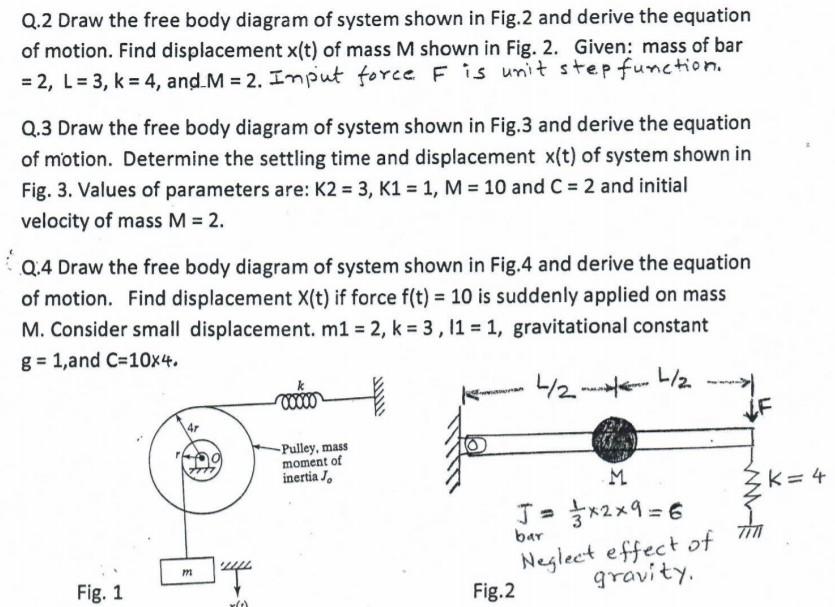 Solved Q.2 Draw the free body diagram of system shown in | Chegg.com