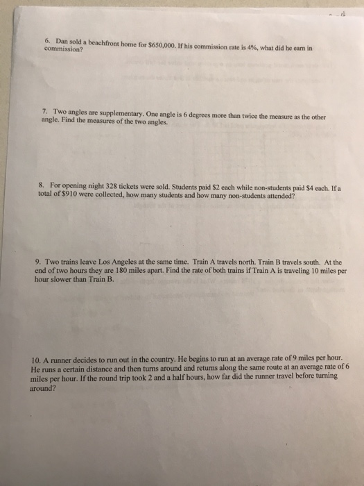Solved math 098 word problems worksheet due oet 2 10 chegg