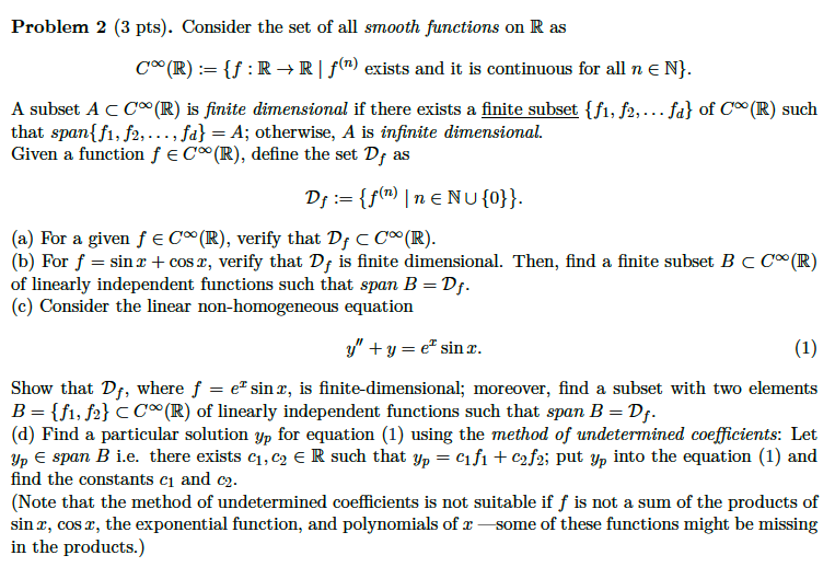 Solved Problem 2 (3 ﻿pts). ﻿Consider The Set Of All Smooth | Chegg.com