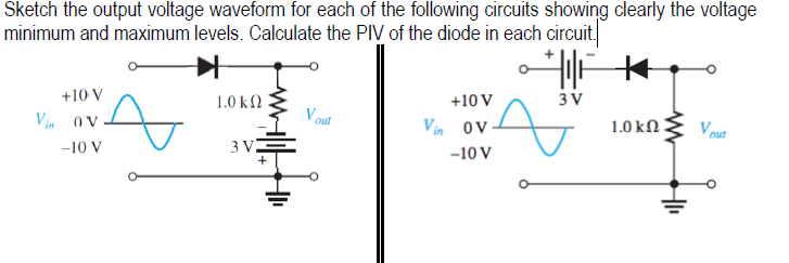 Solved Sketch the output voltage waveform for each of the | Chegg.com