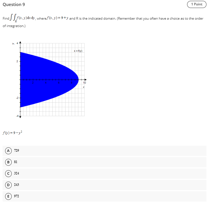 Solved Find ∬rf X Y Dx Dy Where F X Y 9 Y And R Is The