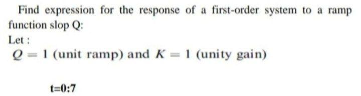 Solved Find expression for the response of a first-order | Chegg.com