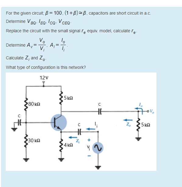 Solved For The Given Circuit; B = 100, (1+B)=B, Capacitors | Chegg.com