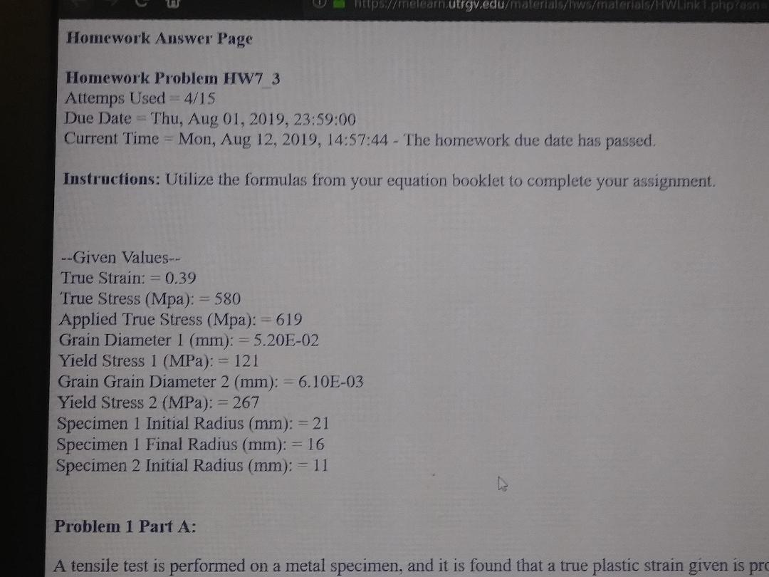 Solved The Yield Strength For An Alloy That Has An Averag Chegg Com