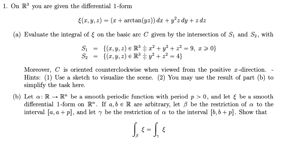 1 On Ru You Are Given The Differential 1 Form X Chegg Com