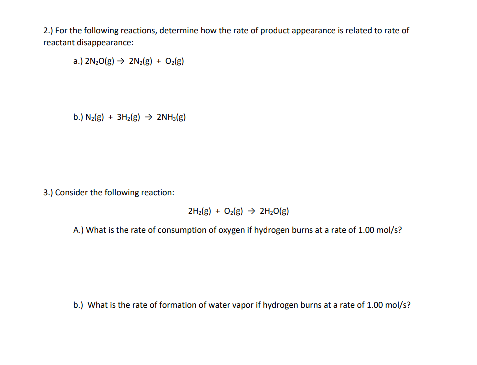 Solved 2.) For the following reactions, determine how the | Chegg.com