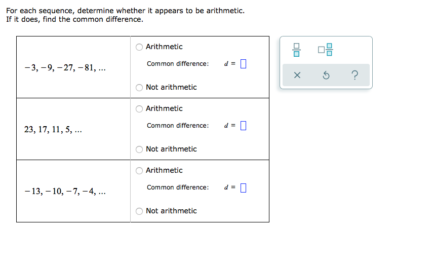 Solved For each sequence, determine whether it appears to be | Chegg.com