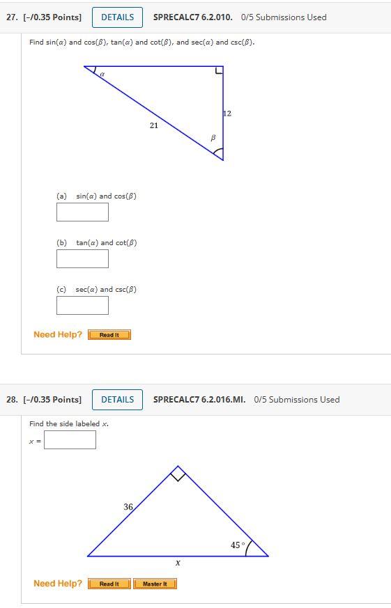 Solved Find the exact values of the six trigonometric ratios | Chegg.com