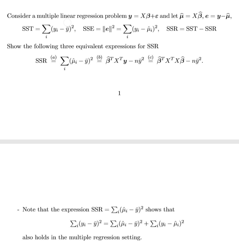 Solved Consider A Multiple Linear Regression Problem Y Chegg Com