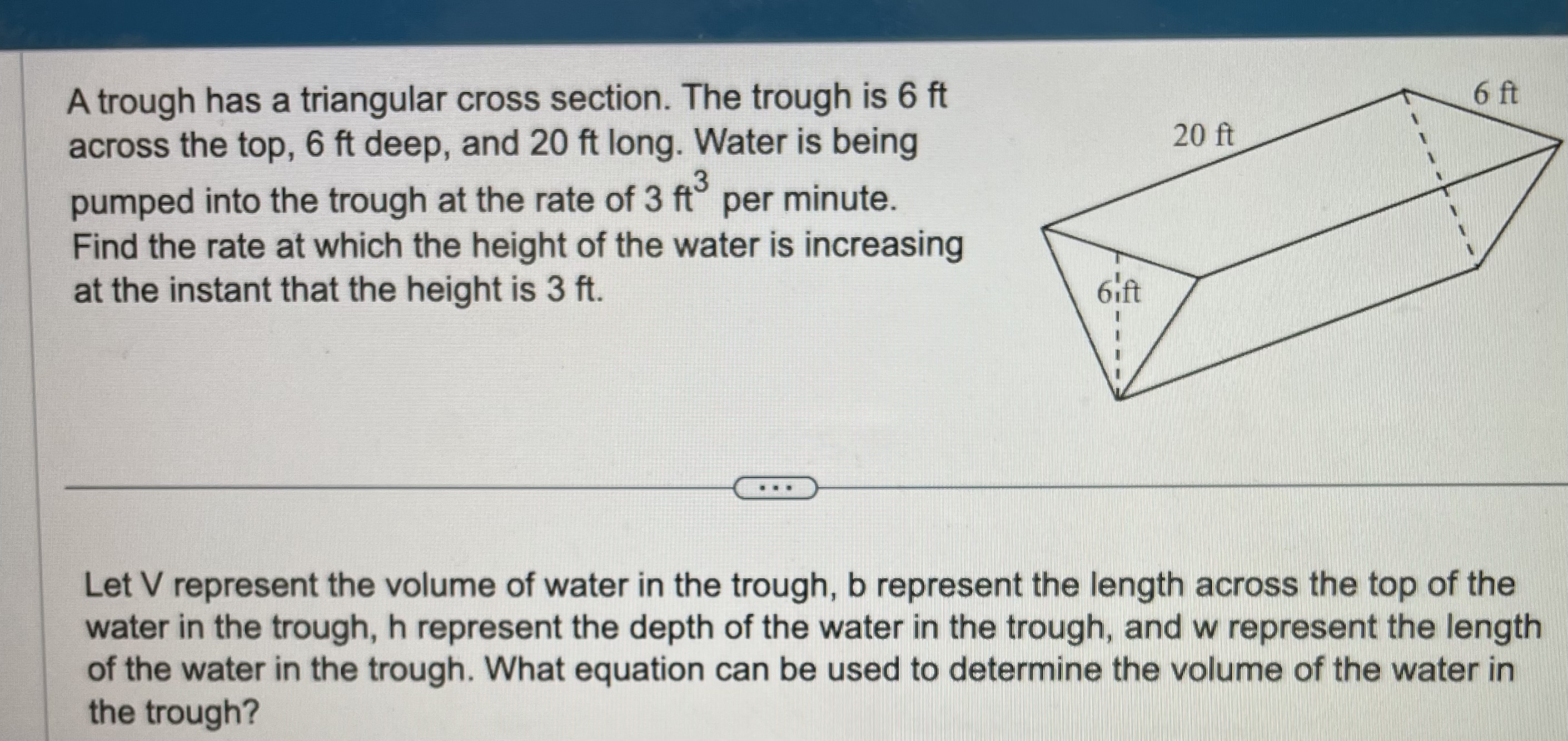 Solved A trough has a triangular cross section. The trough