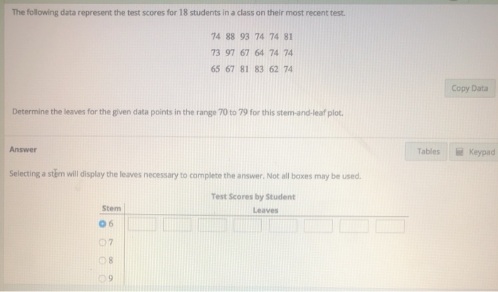 Solved The following data represent the test scores for 18 | Chegg.com