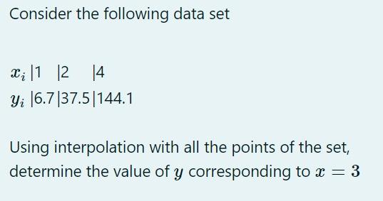 Solved Consider the following data set | Chegg.com