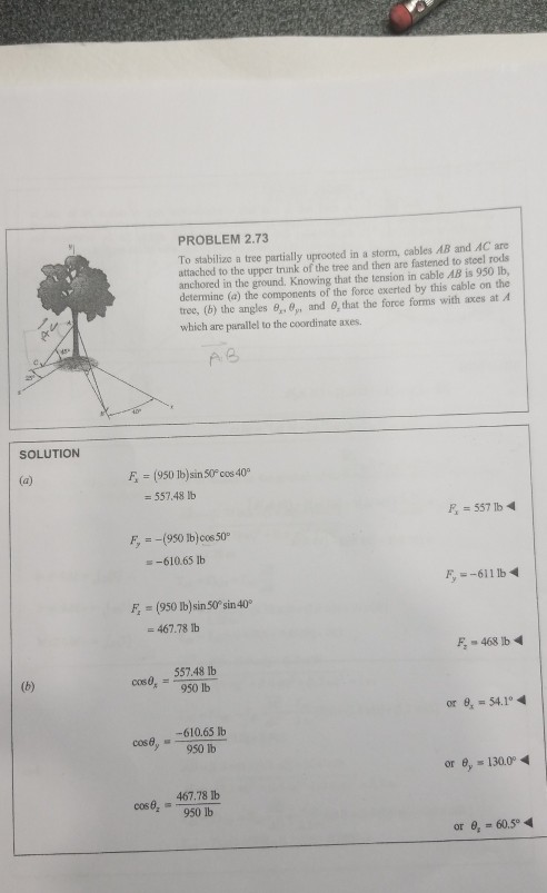 Solved PROBLEM 2.73 To stabilize a tree partially uprooted | Chegg.com