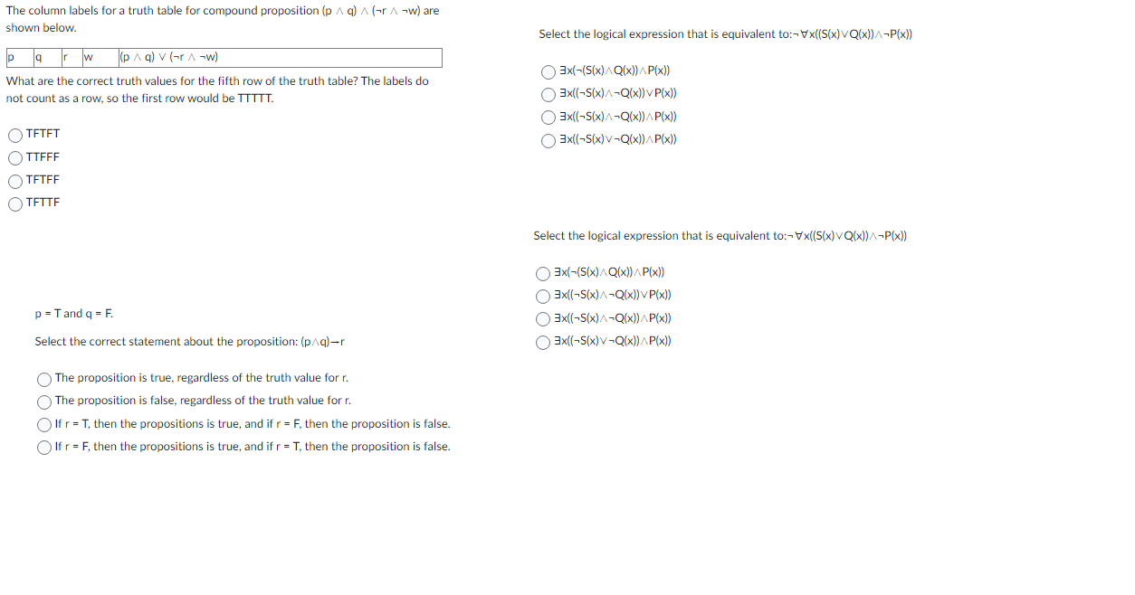 Solved The column labels for a truth table for compound Chegg