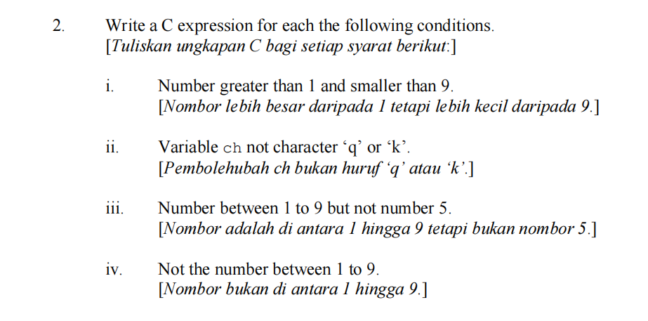 Solved 2 Write A C Expression For Each The Following Chegg Com