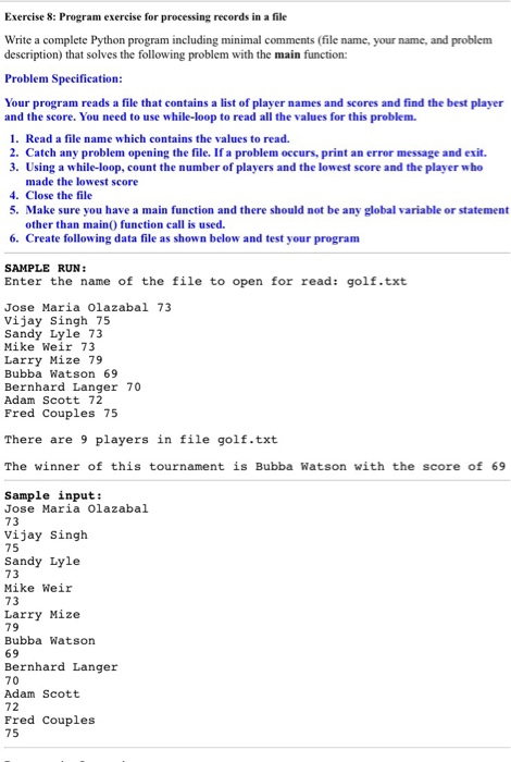 Solved Exercise 8: Program exercise for processing records | Chegg.com