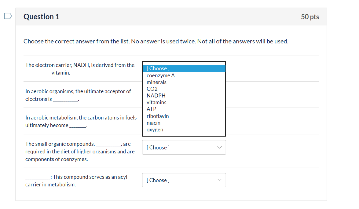 Solved D Question 1 50 pts Choose the correct answer from | Chegg.com