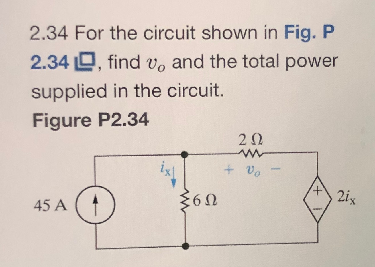Solved 2 34 For The Circuit Shown In Fig 2 34l Find Vo Chegg Com