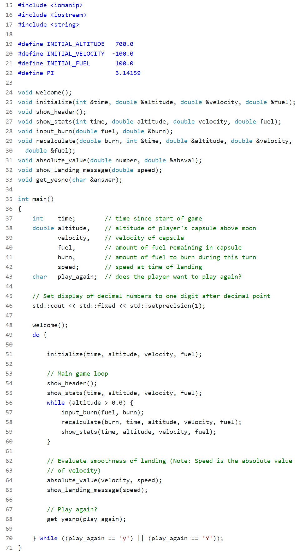 Solved In the source code for Lunar Lander (v.6) c, the | Chegg.com