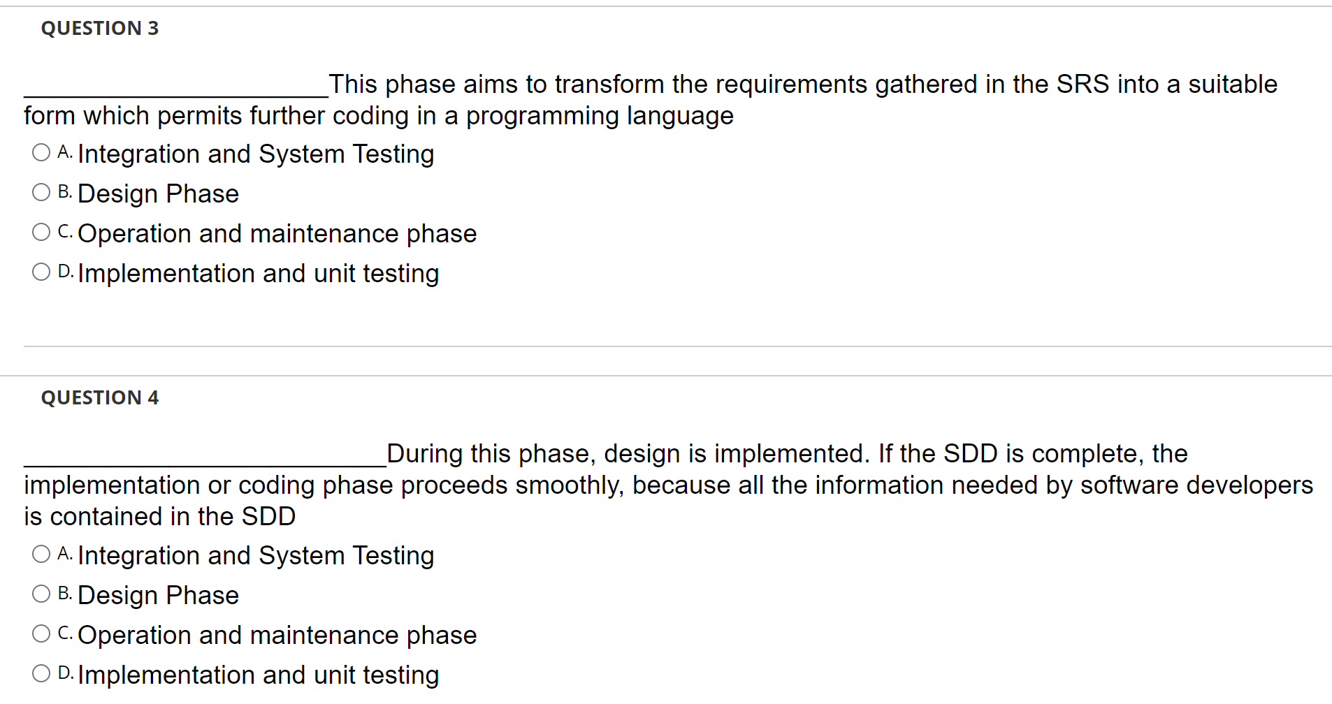 Solved This phase aims to transform the requirements | Chegg.com