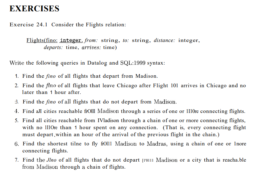 Solved EXERCISES Exercise 24.1 Consider the Flights