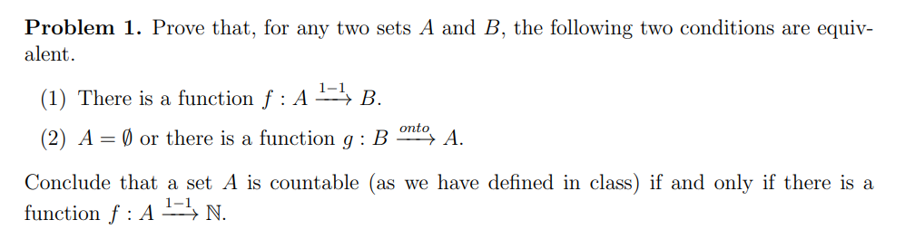 Solved Problem 1. Prove That, For Any Two Sets A And B, The | Chegg.com