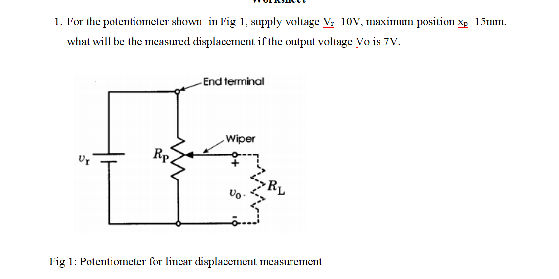 Solved 1. For The Potentiometer Shown In Fig 1, Supply | Chegg.com