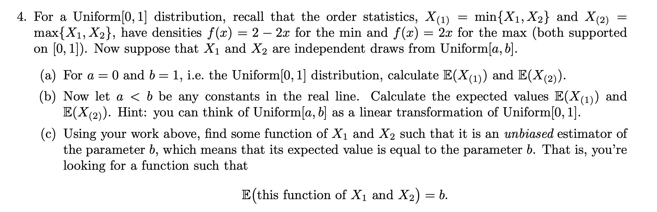 Solved = = 9 = - = 2 = 4. For a Uniform[0, 1] distribution, | Chegg.com