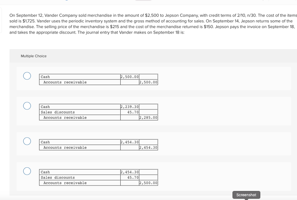 Solved On September 12, Vander Company sold merchandise in