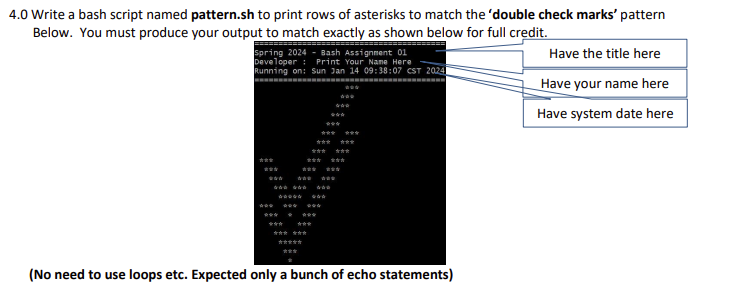 Solved 4.0 Write a bash script named pattern.sh to print Chegg