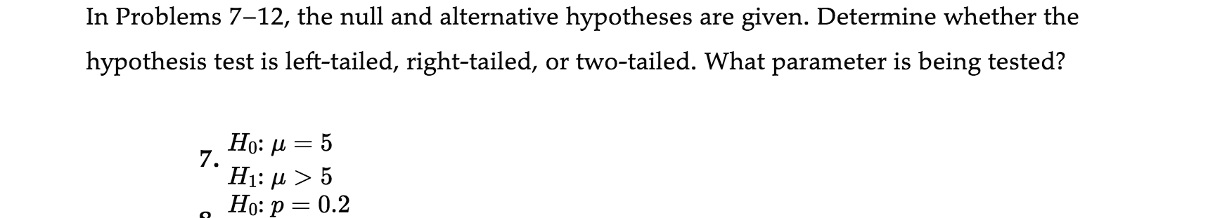 Solved In Problems 7–12, The Null And Alternative Hypotheses | Chegg.com