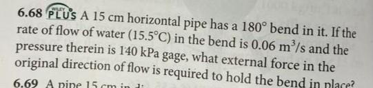 Solved 6.68 PLUS A 15 cm horizontal pipe has a 180∘ bend in | Chegg.com