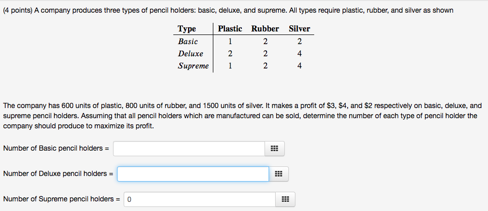 solved-a-company-produces-three-types-of-pencil-holders-chegg