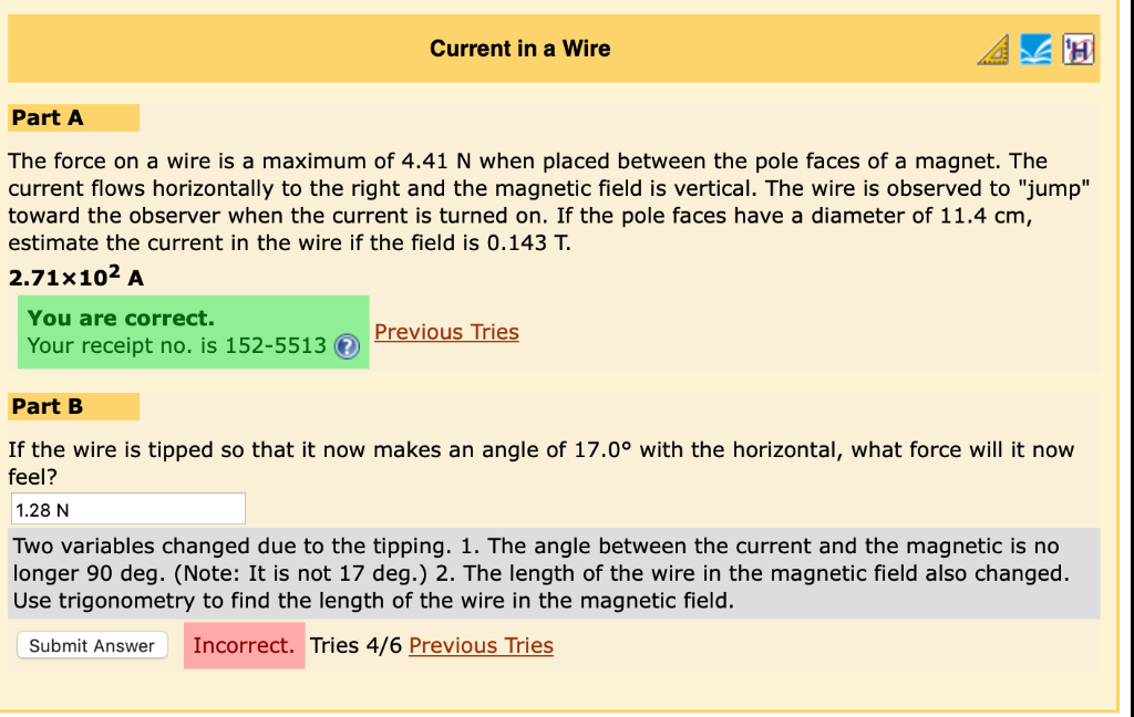 Solved Current in a Wire Part A The force on a wire is a | Chegg.com