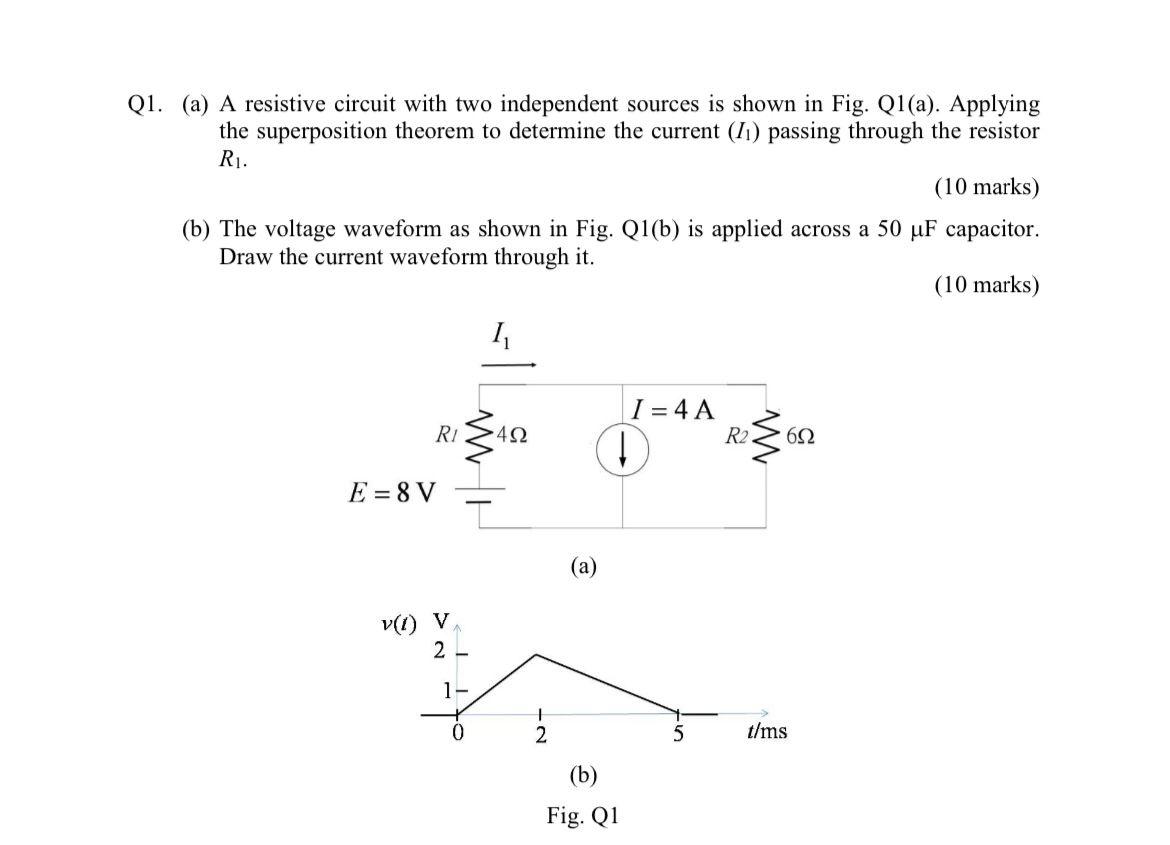 Solved Q1. (a) A resistive circuit with two independent | Chegg.com